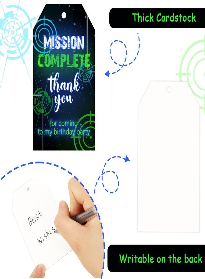 Fangleland Laser Tag Thank You Tags, Neon Theme Gift Tags Labels for Birthday Party, Shooting Game Paper Tags Decorations Supplies - Image 5